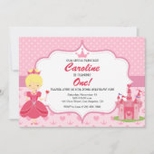 プリンセスピンクガール誕生日パーティーへの招待 招待状 (正面)