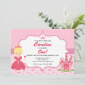 プリンセスピンクガール誕生日パーティーへの招待 招待状 (スタンド正面)