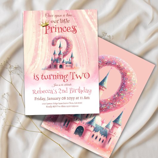 プリンセスピンクキャッスルガール第二誕生日 招待状