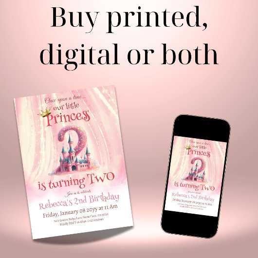 プリンセスピンクキャッスルガール第二誕生日 招待状