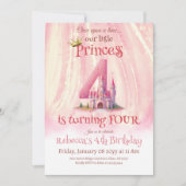 プリンセスピンクキャッスルガール第4誕生日 招待状 (正面)