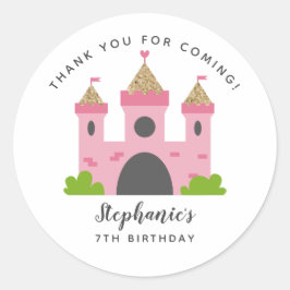 プリンセスピンクキャッスルバースデーパーティー ラウンドシール