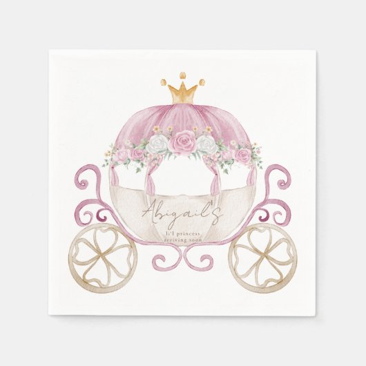 プリンセスピンクキャリッジベビーシャワー スタンダードカクテルナプキン (正面)