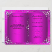 プリンセスピンクキンセアニェラシルバーティアラパーティー 招待状 (裏面)