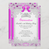 プリンセスピンクキンセアニェラホットピンクレース 招待状 (正面/裏面)