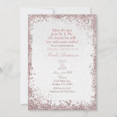 プリンセスピンクグリッターホワイトダマスクブライダルシャワー 招待状 (正面)
