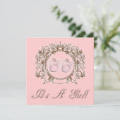 プリンセスピンクシューズガールベビーシャワー招待状 招待状 (スタンド正面)