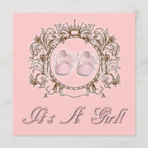 プリンセスピンクシューズガールベビーシャワー招待状 招待状