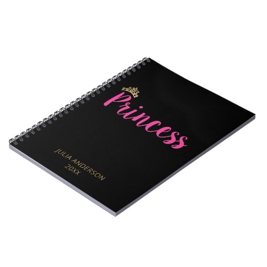 プリンセスピンクスクリプトフォントクラウン ノートブック (左側)