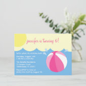 プリンセスピンクスプリッシュスプラッシュ誕生日プールパーティー 招待状 (スタンド正面)