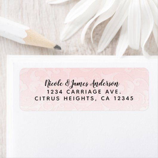 プリンセスピンクダマスクストーリーブックエレガントな結婚式 ラベル (インサイチュ)