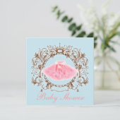 プリンセスピンクツチュガールベビーシャワー招待状 招待状 (スタンド正面)