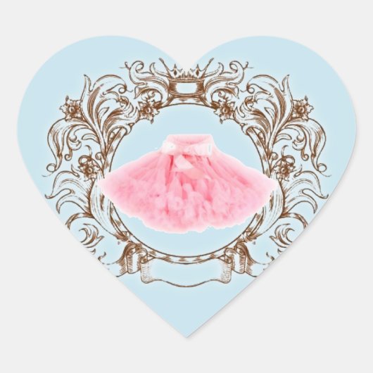 プリンセスピンクツトゥブルーバースデーパーティーステッカー ハートシール (正面)