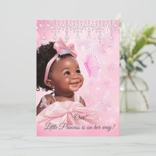 プリンセスピンクバタフライベビーシャワーエスニック 招待状 (スタンド正面)