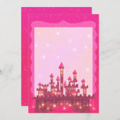 プリンセスピンクパーティの招待状キャッスルクラウン 招待状 (正面/裏面)