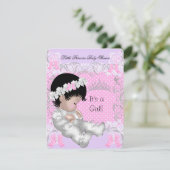 プリンセスピンクパープルグレーベビーシャワーかわいい女の子3 招待状 (スタンド正面)