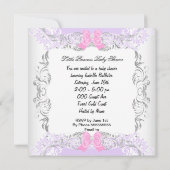 プリンセスピンクパープルグレーベビーシャワーかわいい少女 招待状 (裏面)