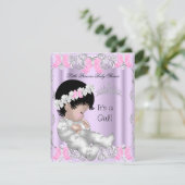 プリンセスピンクパープルグレーベビーシャワーかわいい少女 招待状 (スタンド正面)