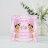 プリンセスピンクパールツインベビーシャワーティアラBR 招待状 (スタンド正面)