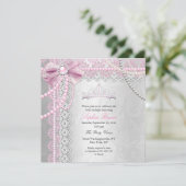 プリンセスピンクパールボウレースシルバーバースデーパーティー 招待状 (スタンド正面)