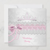 プリンセスピンクパールボウレースシルバーバースデーパーティー 招待状 (裏面)