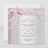 プリンセスピンクパールボウレースシルバーバースデーパーティー 招待状 (正面)