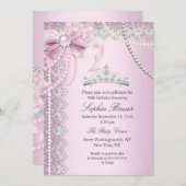 プリンセスピンクパールボウレースバースデーパーティー 招待状 (正面/裏面)