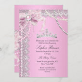 プリンセスピンクパールボウレース誕生日パーティーA 招待状 (正面/裏面)