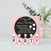 プリンセスピンクピンパーティーボーリング誕生パーティー 招待状 (スタンド正面)