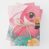 プリンセスピンクフラミンゴピンクガールベビーシャワー ラッピングペーパーシート (インサイチュ)