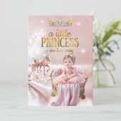 プリンセスピンクベイビーシャワーベビーカー寝台 招待状 (スタンド正面)