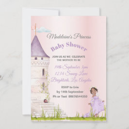 プリンセスピンクベビーガールシャワー 招待状