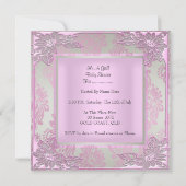 プリンセスピンクベビーシャワーガールベビーティアラダマスク 招待状 (裏面)