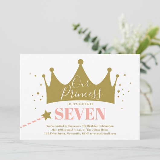 プリンセスピンク子供の誕生日パーティー 招待状 (スタンド正面)