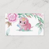 プリンセスピンク恐竜おむつラッフルベビーシャワー 名刺 (裏面)