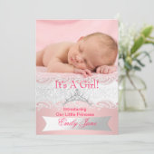 プリンセスピンク新生児ガールアナウンスメントフォト 案内状 (スタンド正面)