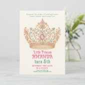 プリンセスピンク金ゴールドクラウンエンチャント誕生日 招待状 (スタンド正面)