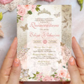 プリンセスピンク金ゴールドバラバタフライグラムキンセアニェラ 招待状