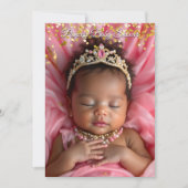 プリンセスピンク金ゴールドベビーガールシャワーエスニックティアラ 招待状 (正面)