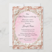 プリンセスピンク金ゴールドベビーガールシャワーパールブロンド 招待状 (裏面)