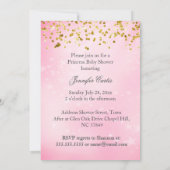 プリンセスピンク金ゴールド蝶かわいい赤ちゃんシャワー 招待状 (裏面)