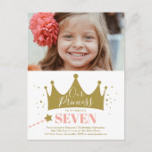 プリンセスピンク モダン バースデー ご招待状 (予算内) ポストカード (正面)