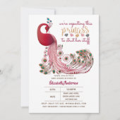 プリンセスピーコックピンクストラットズ彼女の物ベビーシャワー 招待状 (正面)