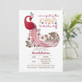 プリンセスピーコックピンクストラットズ彼女の物ベビーシャワー 招待状 (スタンド正面)