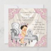 プリンセスファンシーベビーシャワーアイボリーピンクチェア 招待状 (裏面)