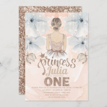 プリンセスファーストバースデーパーティベージュグリッター