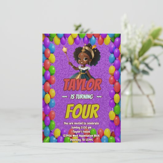 プリンセスフェアリータ王室のーかわいらし誕生日招待状 招待状 (スタンド正面)