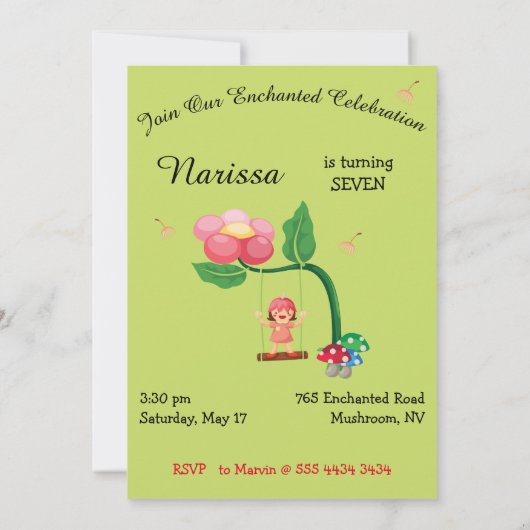 プリンセスフェアリーテイル誕生日 招待状 (裏面)