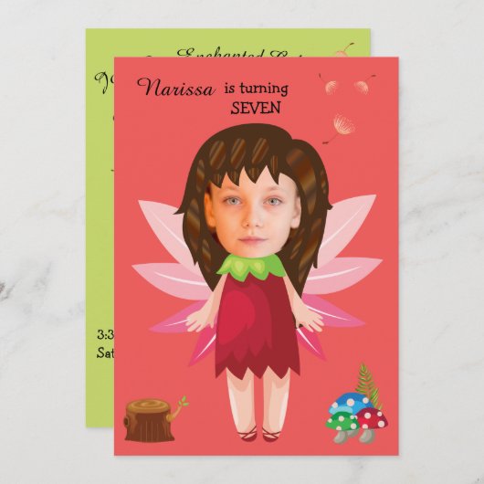 プリンセスフェアリーテイル誕生日 招待状 (正面/裏面)