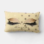 プリンセスフェイク金ゴールドグリッターラッシュネームドット ランバークッション (裏面)